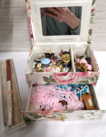 Floral Jewelry Box with Contents + New Fan