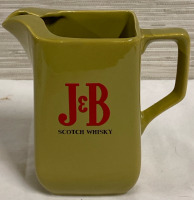 Vintage J&B Scotch Whiskey Green Ceramic Pitcher Barware Wade PDM London England