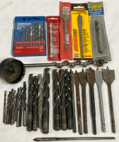 Big Assorted Drill Bit Lot Including Masonry Bits Wood Boring Bits Hole Saw and Drill Bits