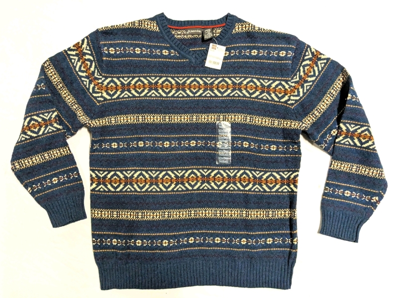 New Size Medium| St John's Bay Blue Abyss Xo Jacquard Sweater