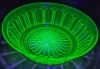 Vintage Ribbed Uranium Glass Bowl | 8.75" D x 2.5" Tall