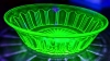 Vintage Ribbed Uranium Glass Bowl | 8.75" D x 2.5" Tall - 2