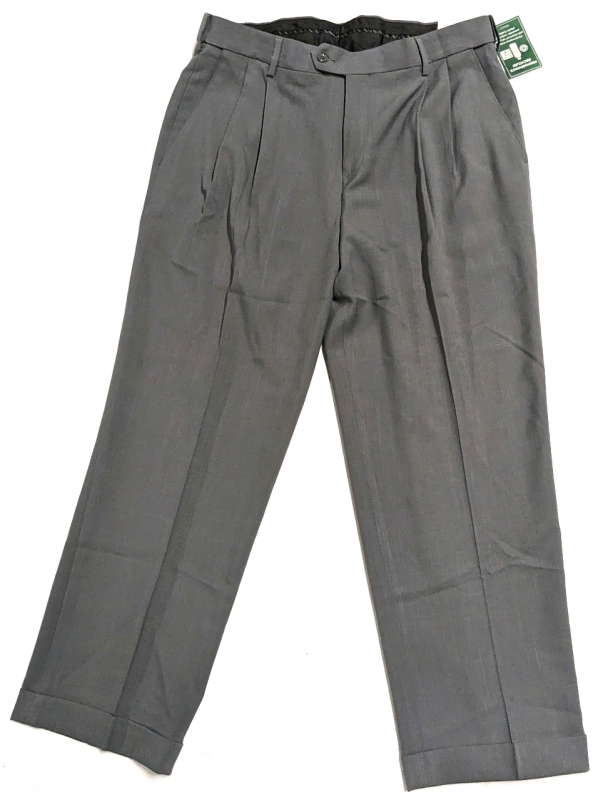 New | Size 34 x 29 COVINGTON "The Perfect Pair" Dress Pants | Pleated w Cuff, Wrinkle Resistant, Classic Fit