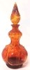 Vintage Mid-Century Modern Flame Amberina Orange/Red Corset Empoli Genie Bottle Decanter with Stopper | 13.74" Tall - 3