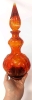 Vintage Mid-Century Modern Flame Amberina Orange/Red Corset Empoli Genie Bottle Decanter with Stopper | 13.74" Tall - 8