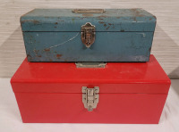 Two (2) Metal Tool Boxes with Chest Latches .