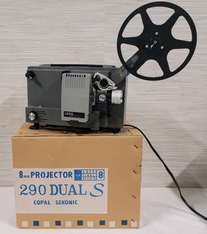 Copal Sekonic 290 Dual S Super 8mm / Regular 8mm Projector w/Original Box .