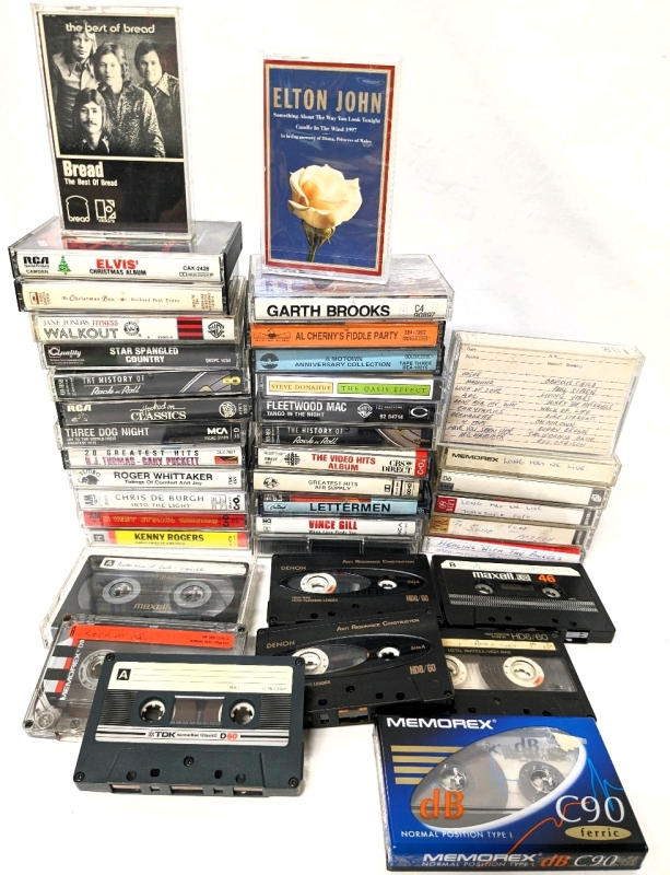 Vintage Audio Cassette Tapes : Various Genres incl Sealed 1997 Elton John Diana Princess of Whales Memorial Cassette, Elvis, Three Dog Night, Fleetwood Mac, Recorded Tapes +