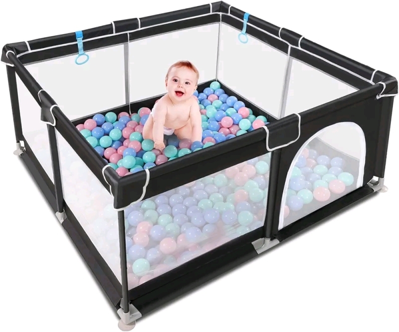 New Flavery Baby Playpen for Indoor & Outdoor - Black *Balls Not Included*