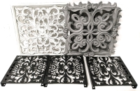 6 Square Decorative Wall Panels : 3 Plastic, 3 Metal | 9.6" x 9.6" & 15" x 15"