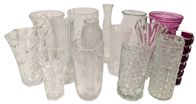 Assorted Pressed & Cut Glass Vases | 5" - 8" Tall