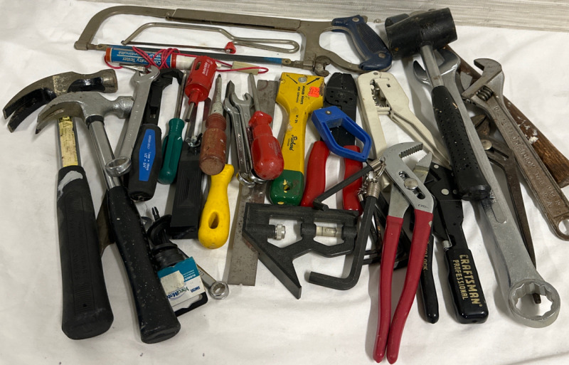 Big Lot of Assorted Tools Including Hammers Pliers Saws Wrenches and More
