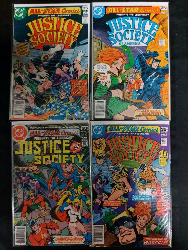 4 Vintage DC 1970's Bronze Age All Star Comics Justice Society In Great Pre Owned Condition