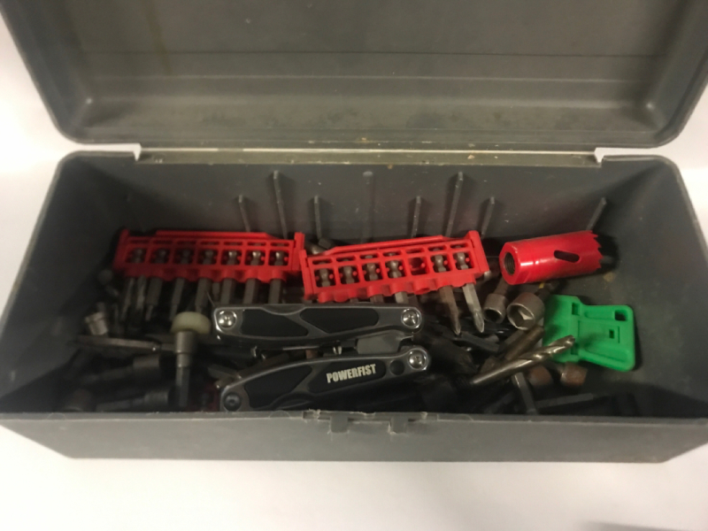 Plastic Toolbox 11.5” with tools and Powerfist Tweezers Toolkit