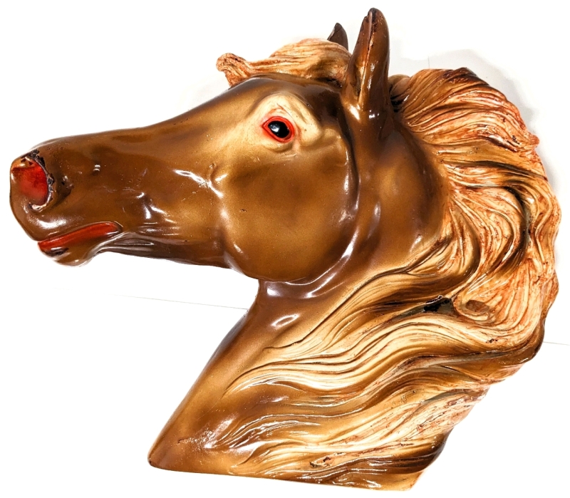 Huge Vintage Chalkware Horse Head | 15" x 15" Tall