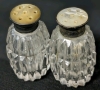 3 Pairs Vintage Salt & Pepper Shakers | 2 Button-Top Marked Sterling Silver, 3rd Set with Base | 2.25" Tall - 2