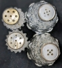 3 Pairs Vintage Salt & Pepper Shakers | 2 Button-Top Marked Sterling Silver, 3rd Set with Base | 2.25" Tall - 3