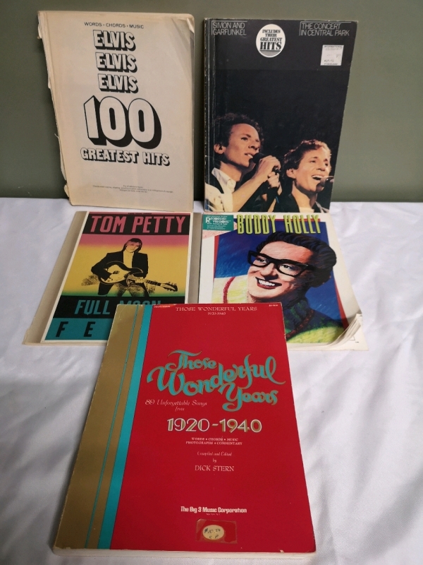 Vintage Musicians Music Books - Tom Petty, Elvis, Buddy Holly +