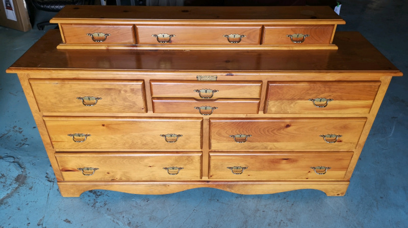 Vintage White Clad Pine Gentleman's Dresser - 9 Drawers