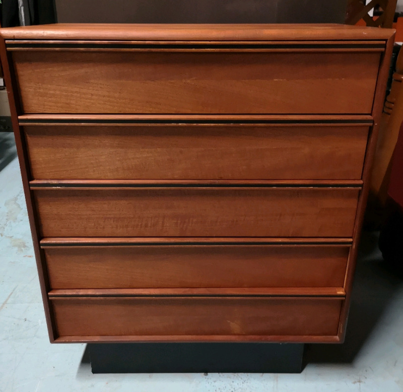 Vintage 5 Drawer Teak Dresser