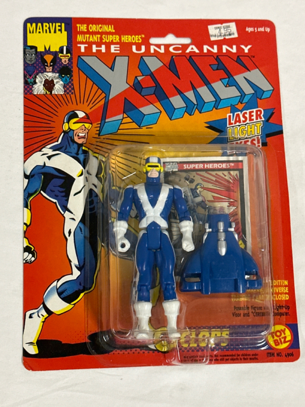 Vintage Toy Biz Marvel The Uncanny X-Men Cyclops With Laser Light Eyes Includes Special Edition Marvel Universe Trading Card 1991 The Original Mutant Super Heroes