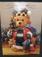 New Festive Hand Painted Bear Holding a Lantern and Gingerbread Bears " Box Measures 13" Tall"