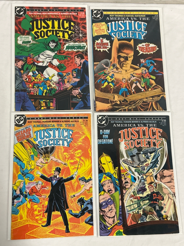 4 Vintage DC Comics AMERICA VS THE JUSTICE SOCIETY COMPLETE SET # 1-4 Roy Thomas 1985