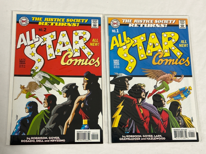 2 Vintage DC All Star Comics 1 & 2 Justice Society Returns Flash Green Lantern Wonder Woman 1999