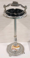 Vintage Electrolite Art Deco Marble Base / Chrome Floor Ashtray w/Lighter