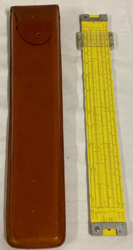 Vintage Pickett Metal Slide Rule With Leather Case