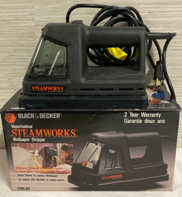 Vintage Black & Decker Steamworks Wallpaper Steamer Stripper Model 1200-04 with Box and Manual