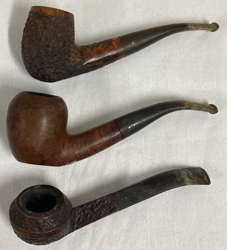 3 Vintage Brigham Canada Brair Wood Bowl Tobacco Pipes Stamped 226, 263 Algonquin, 168 Voyageur Pre-owned