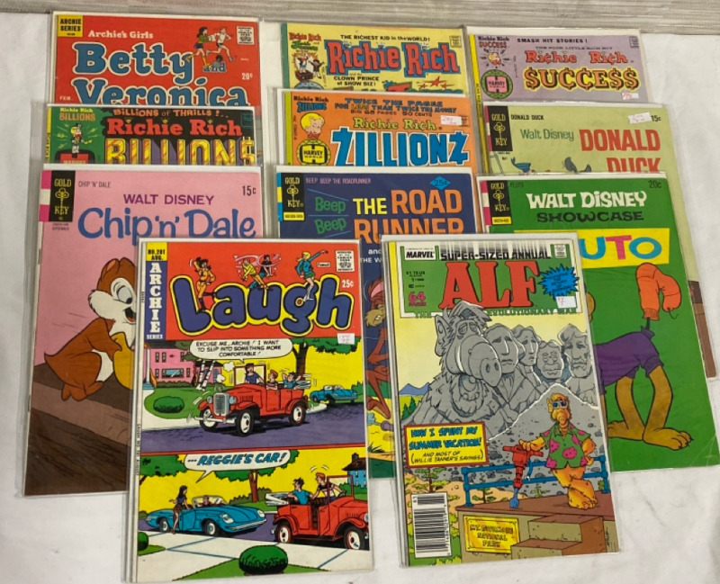 11 Assorted Comics Including Betty and Veronica- Richie Rich - Chip n Dale - Archie - The Road Runner - Walt Disney and Alf