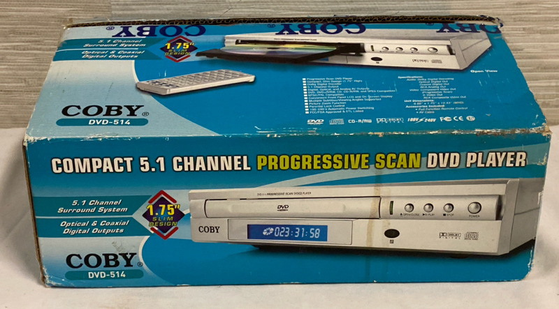 New Coby Compact 5.1 Channel Preogressive Scan DVD Player DVD-514