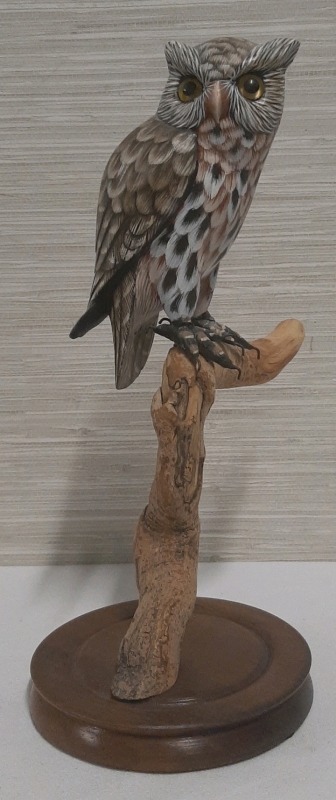 Vintage 12" Horned Owl by HJ Datema Signed