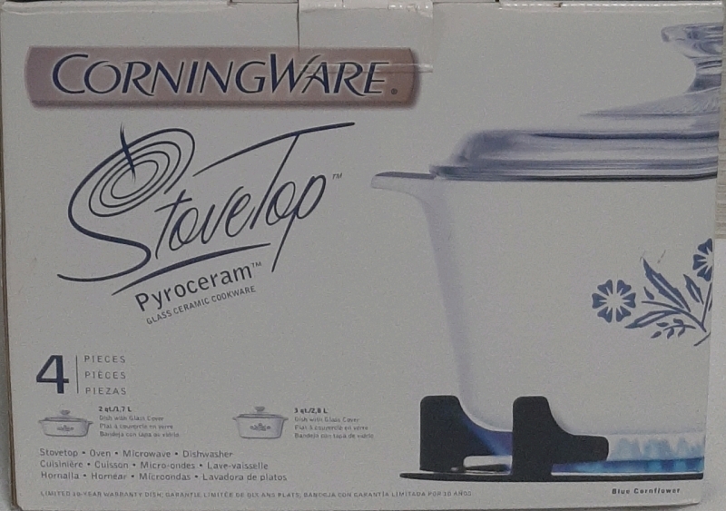 New Corning Ware Stove Top Pyroceram Glass Ceramic Cookware 4 Pieces Retail $189.99 US