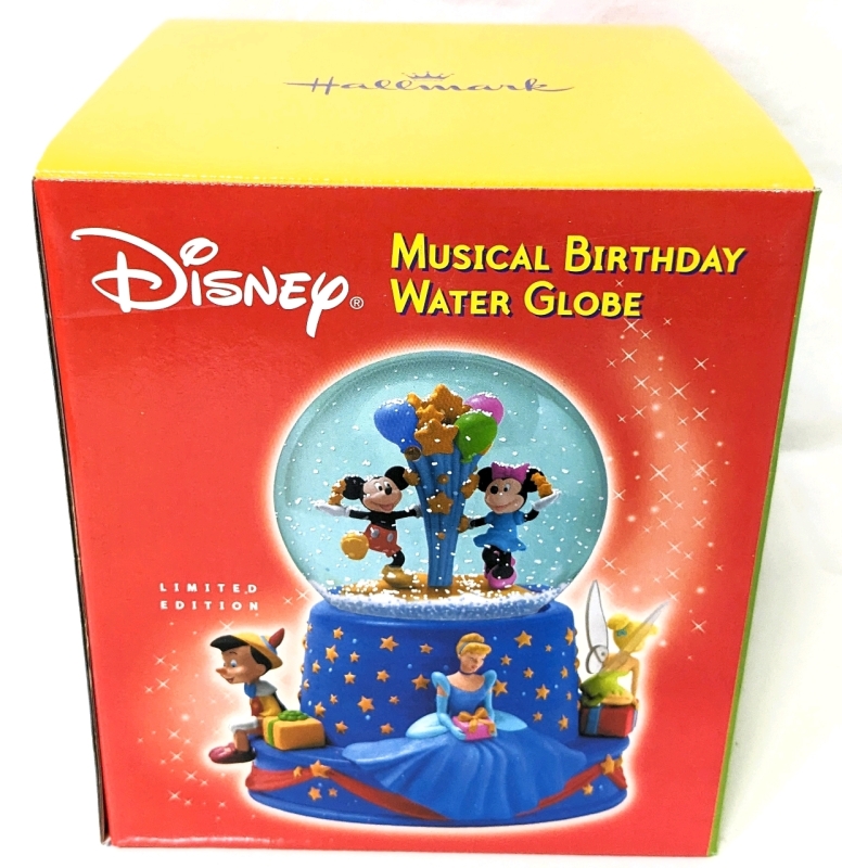 Vintage 2001 As-New | Limited Edition Disney x Hallmark Musical Birthday Water Globe | Plays "When You Wish Upon a Star" | Box Measures 7x7x8"