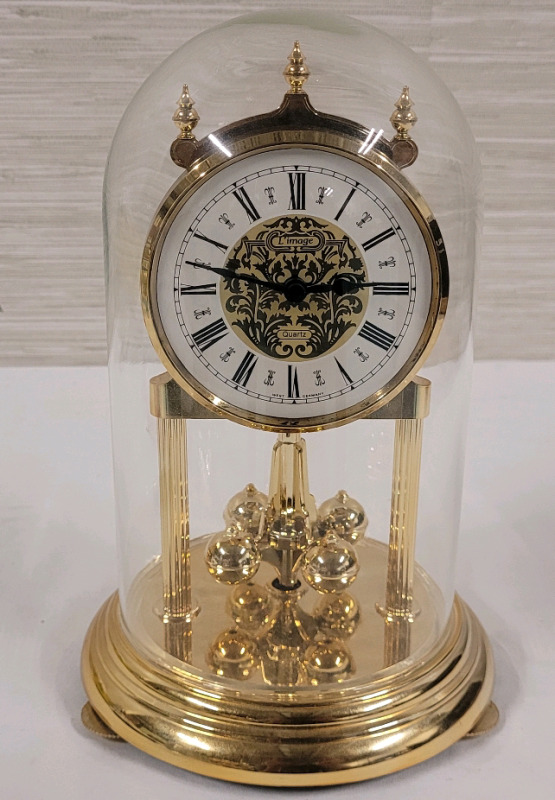 L'Image Quartz Mantle Anniversary Dome Clock . Tested Working , Requires One (1) A Battery