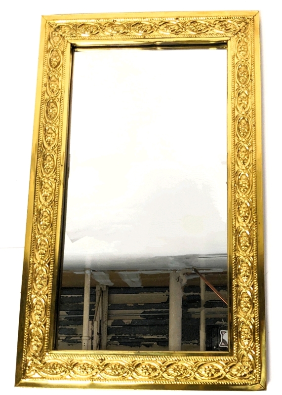 Vintage LOMBARD of England Heavy Metal Rectangular Wall Mirror w Original Tag | 12" x 20"