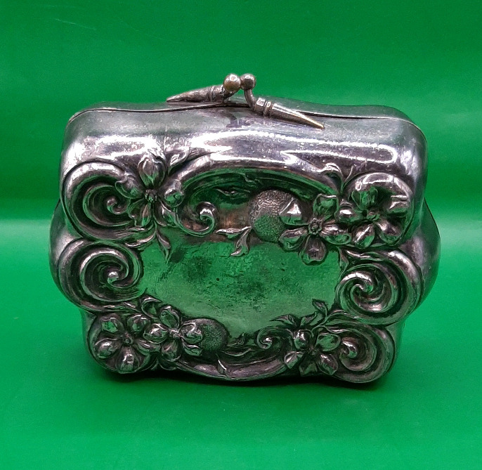 Antique Art Nouveau Silvertone Clutch 4.25" As found