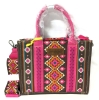 New Wrangler Ladies Southwestern Small Hot Pink Crossbody Tote Bag WG2203- 8120SHPK 10.5" x 5.5" x 8.5" w 46" Strap - 2