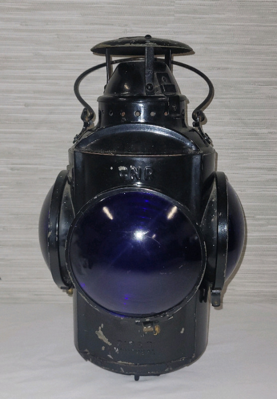 Vintage Piper Montreal C.N.R Caboose Lantern with Blue Lenses