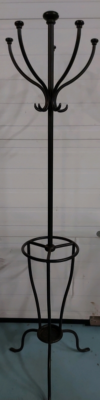 Vintage Iron Rod Coat Hanger And Umbrella Stand 70"x16"