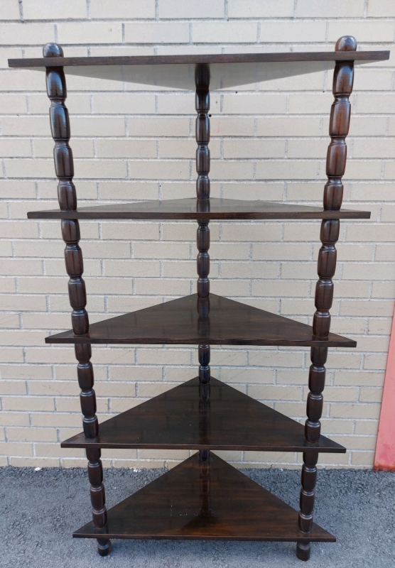 Vintage Wood 5 Tier Triangle Shelving Unit 16"x31"x57"