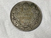 1933 Canada Silver 25 Cent Coin