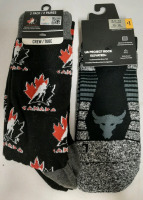 New 2 Pair of Team Canada Crew Socks Size 10-13 & 1 Pair UA Project Rock Elevated + Size M8.5-13 W10-14