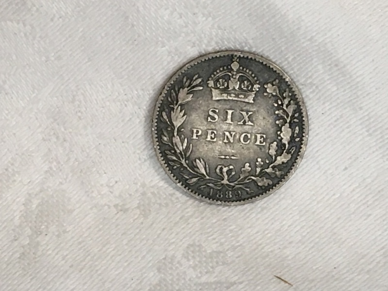 1889 British Silver 6 Pence Coin
