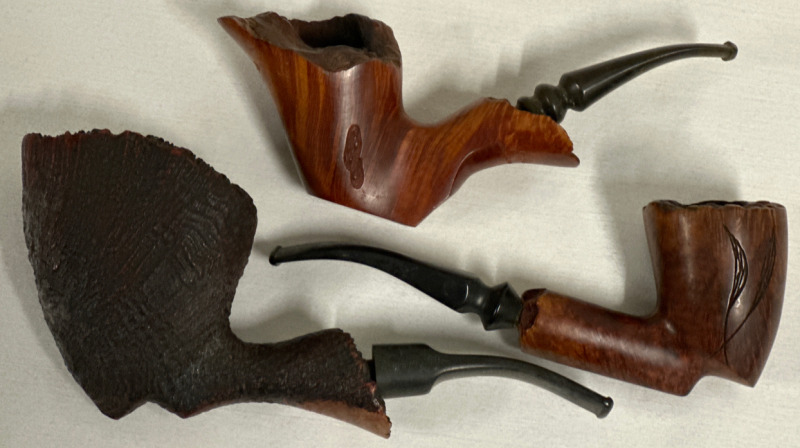 3 Vintage Hand Crafted Briar Wood Bowl Tobacco Pipes 2 Karl Eric Denmark 1 Siginario