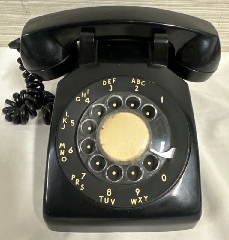 Vintage NORTHERN ELECTRIC NE-500 Rotary-Dial Desktop Black Phone Made in Canada