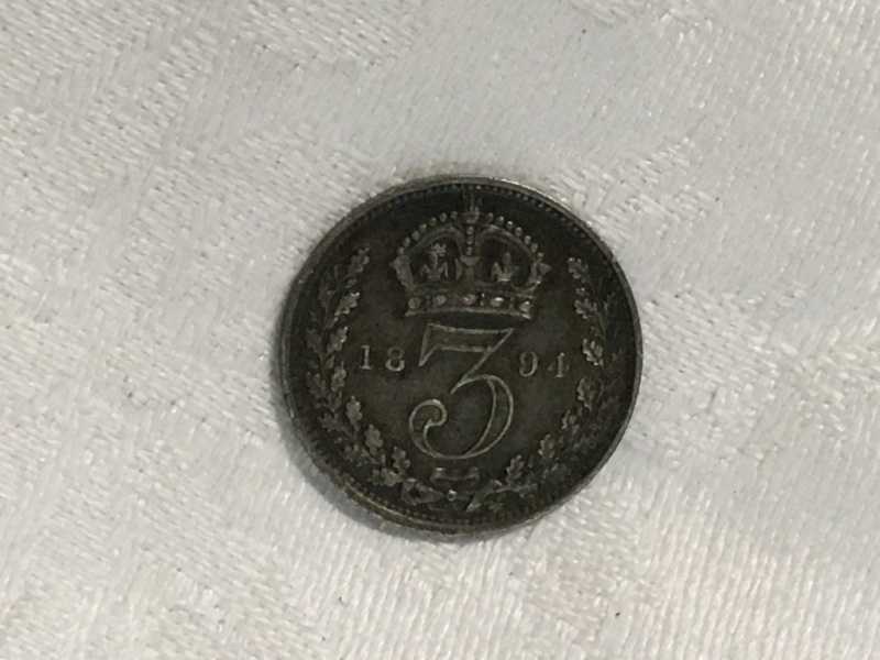 1894 British Silver 3 Pence Coin